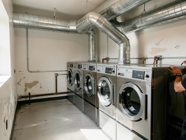 Pine Hills Dryer Vent Cleaning team performing large-scale commercial dryer vent cleaning in Pine Hills